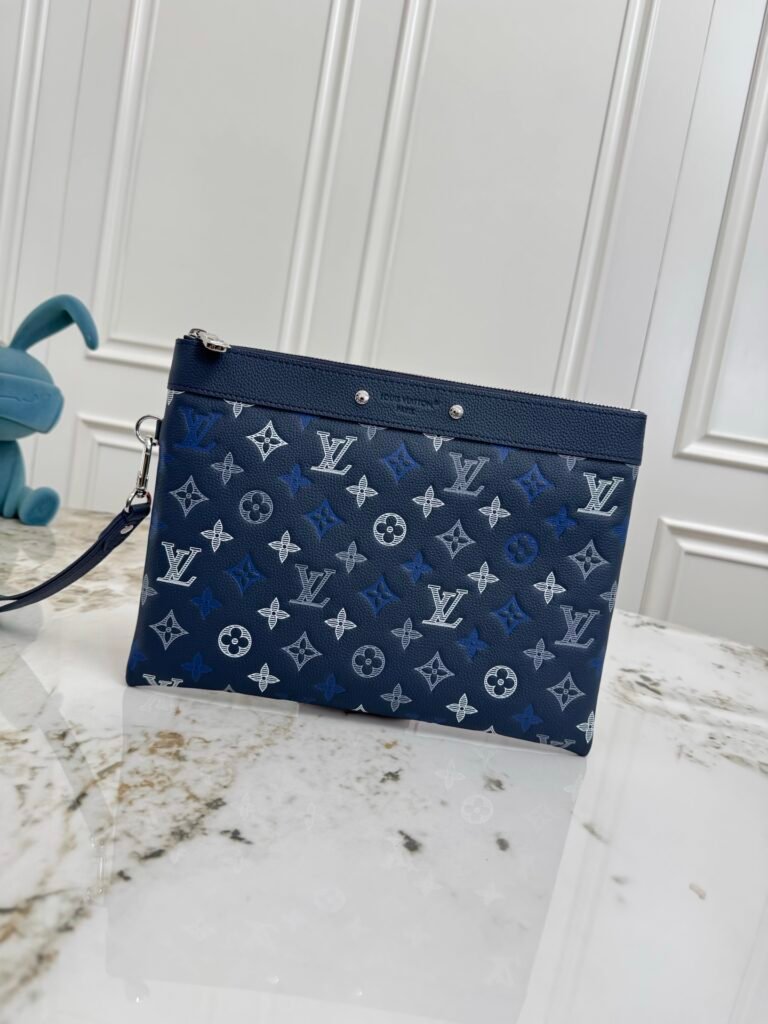 LOUIS VUITTON Pochette To-Go 藏青刺繡老花手拿包