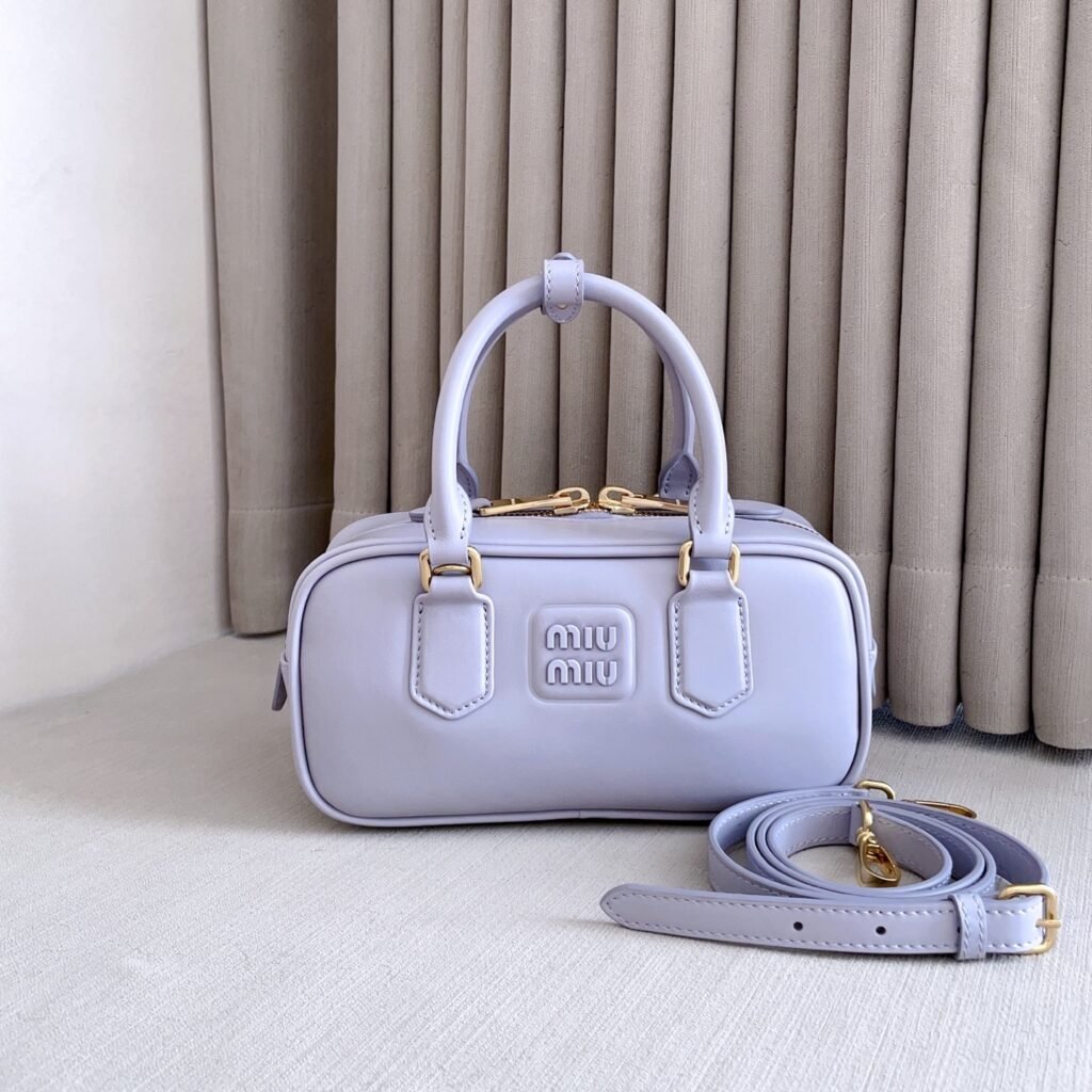 MIU MIU Arcadie 紫色小牛皮迷你保齡球包