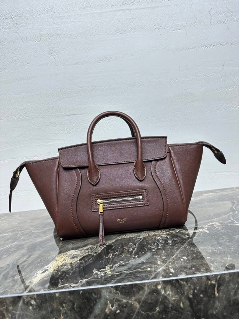 CELINE LUGGAGE 笑臉包 中號 酒棕小牛皮