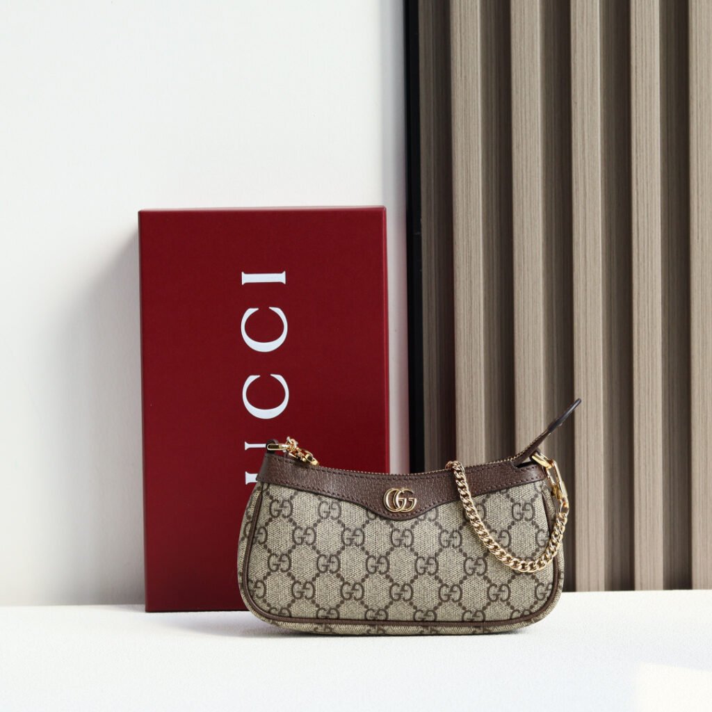 GUCCI Ophidia 迷你老花鏈條腋下包