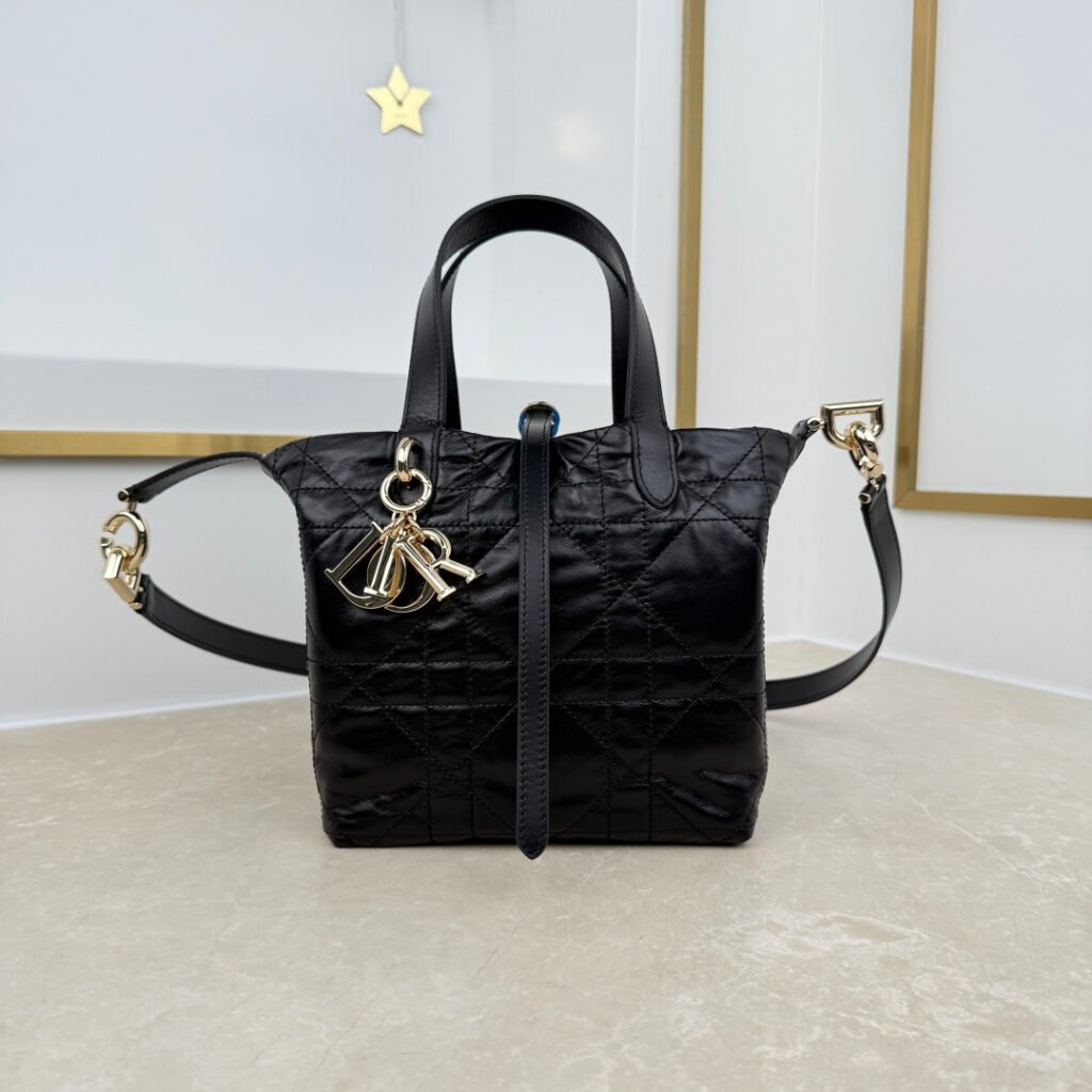 DIOR TOUJOURS 豎版托特包 黑色小牛皮