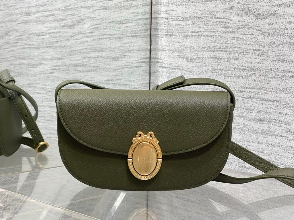 DIOR Médaillon Flap 小號卡其綠小牛皮馬鞍包