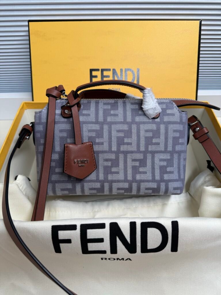FENDI By The Way Mini 灰藍 FF 老花波士頓手提包